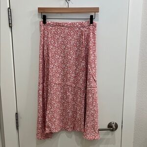 Elegant Floral Midi Skirt in Pink